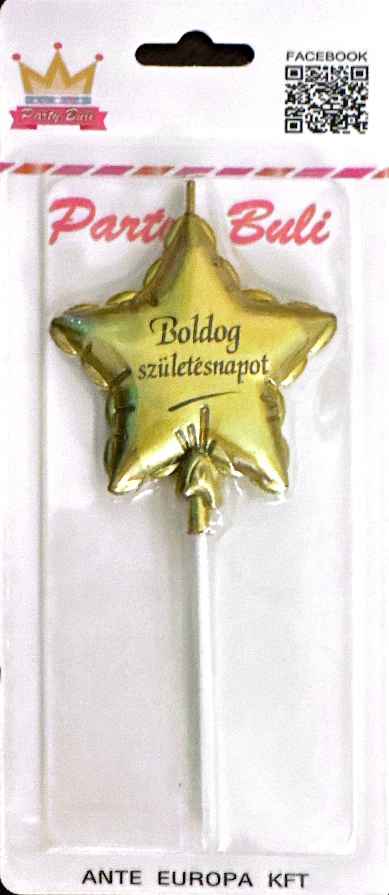 Arany csillag lufi boldog születésnapot gyertya