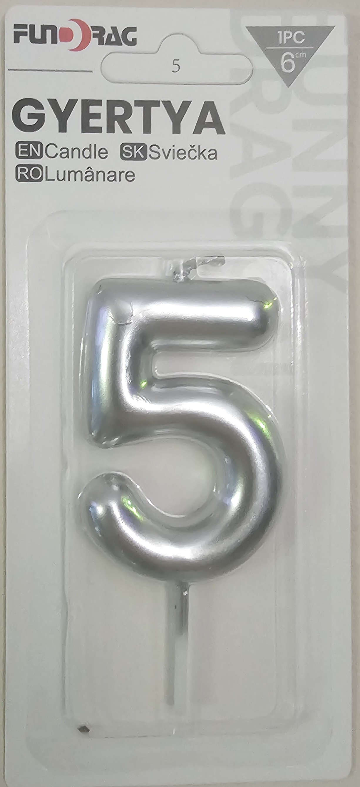 5 Ezüst szám gyertya