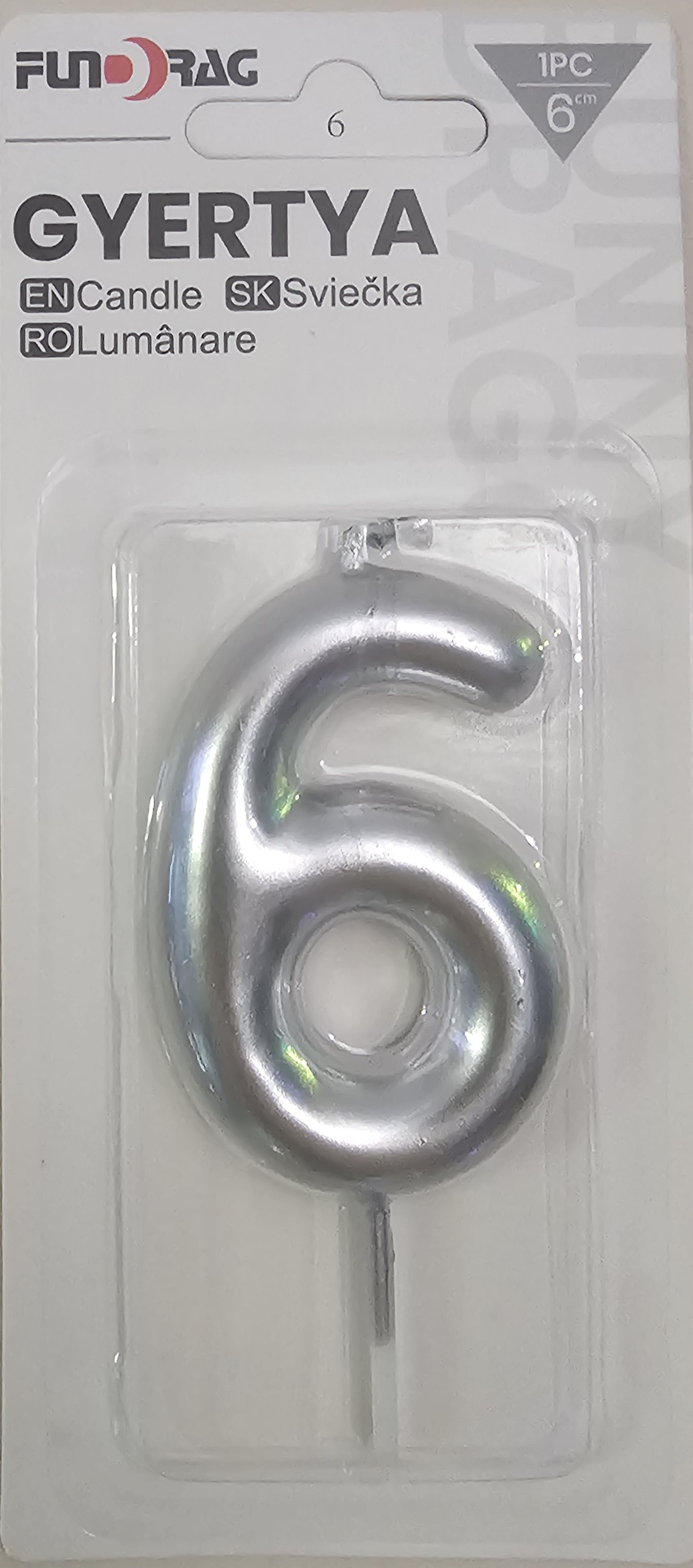 6 Ezüst szám gyertya