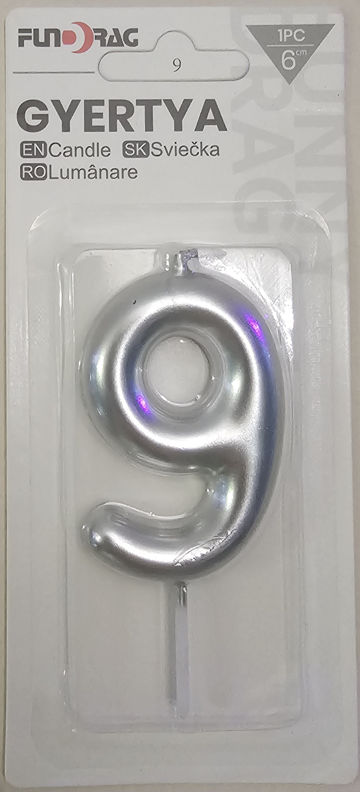9 Ezüst szám gyertya